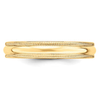 10KY 4mm LTW Milgrain Half Round Band Size 7.5