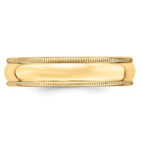 10KY 5mm LTW Milgrain Half Round Band Size 7