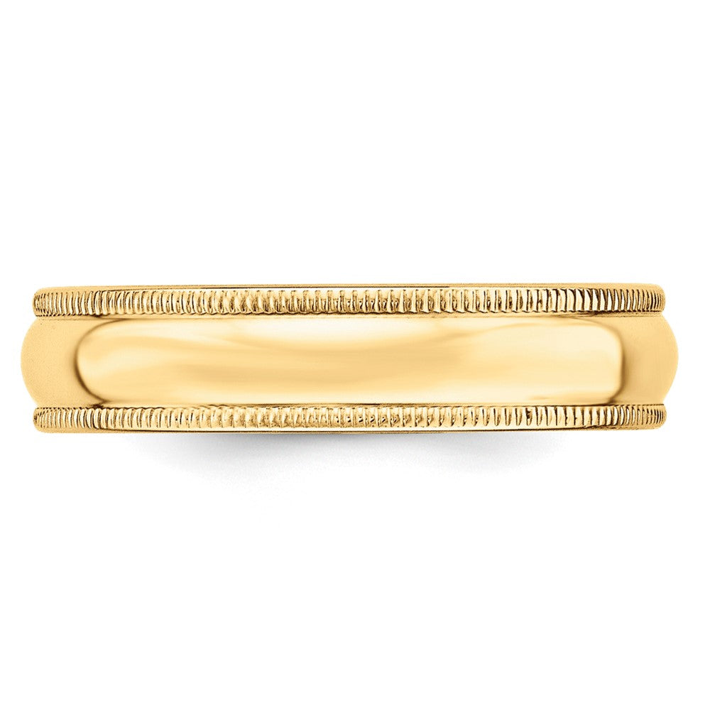 10KY 5mm LTW Milgrain Half Round Band Size 9.5