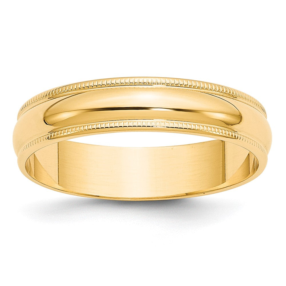 10KY 5mm LTW Milgrain Half Round Band Size 9.5