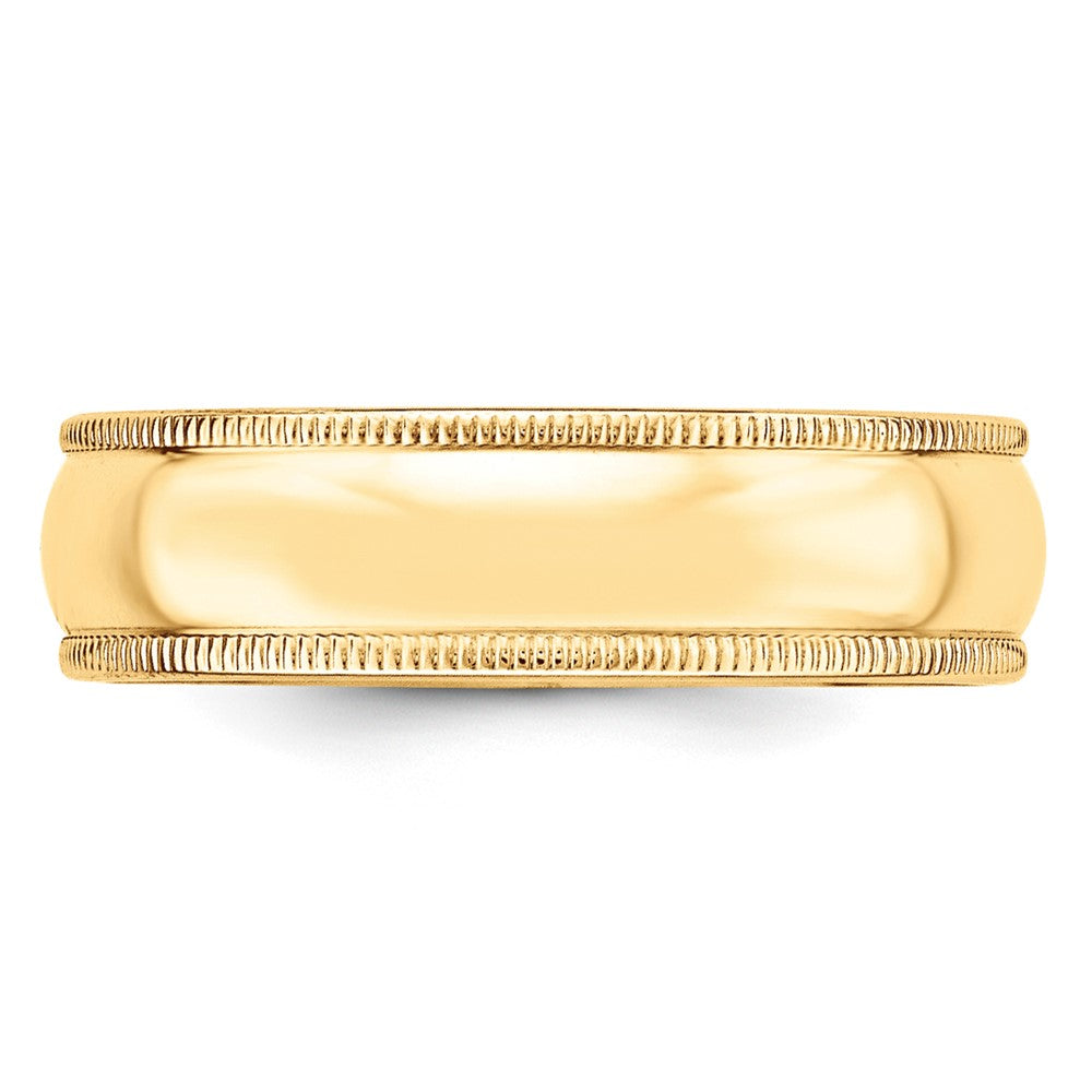 10KY 6mm LTW Milgrain Half Round Band Size 13.5