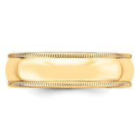 10KY 6mm LTW Milgrain Half Round Band Size 9