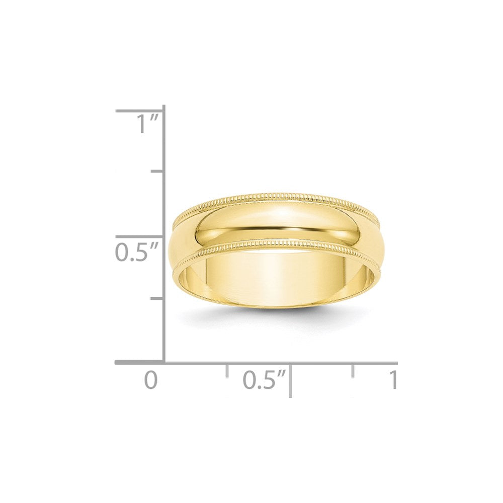 10KY 6mm LTW Milgrain Half Round Band Size 13.5