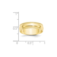 10KY 6mm LTW Milgrain Half Round Band Size 13.5