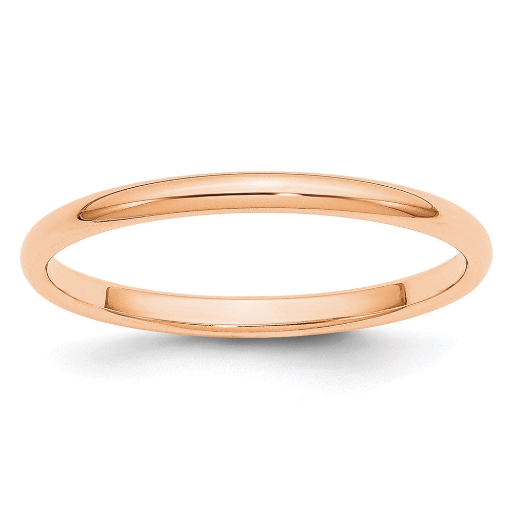 10k Rose Gold 2mm Half Round Band Size 7.5