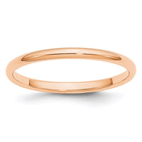 10k Rose Gold 2mm Half Round Band Size 7