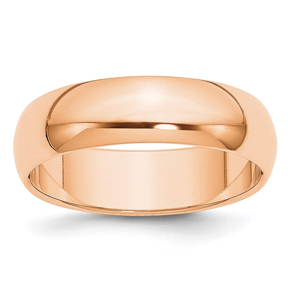 10k Rose Gold 6mm Half Round Band Size 4