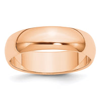 10k Rose Gold 6mm Half Round Band Size 10