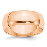 10k Rose Gold 8mm Half Round Band Size 13.5