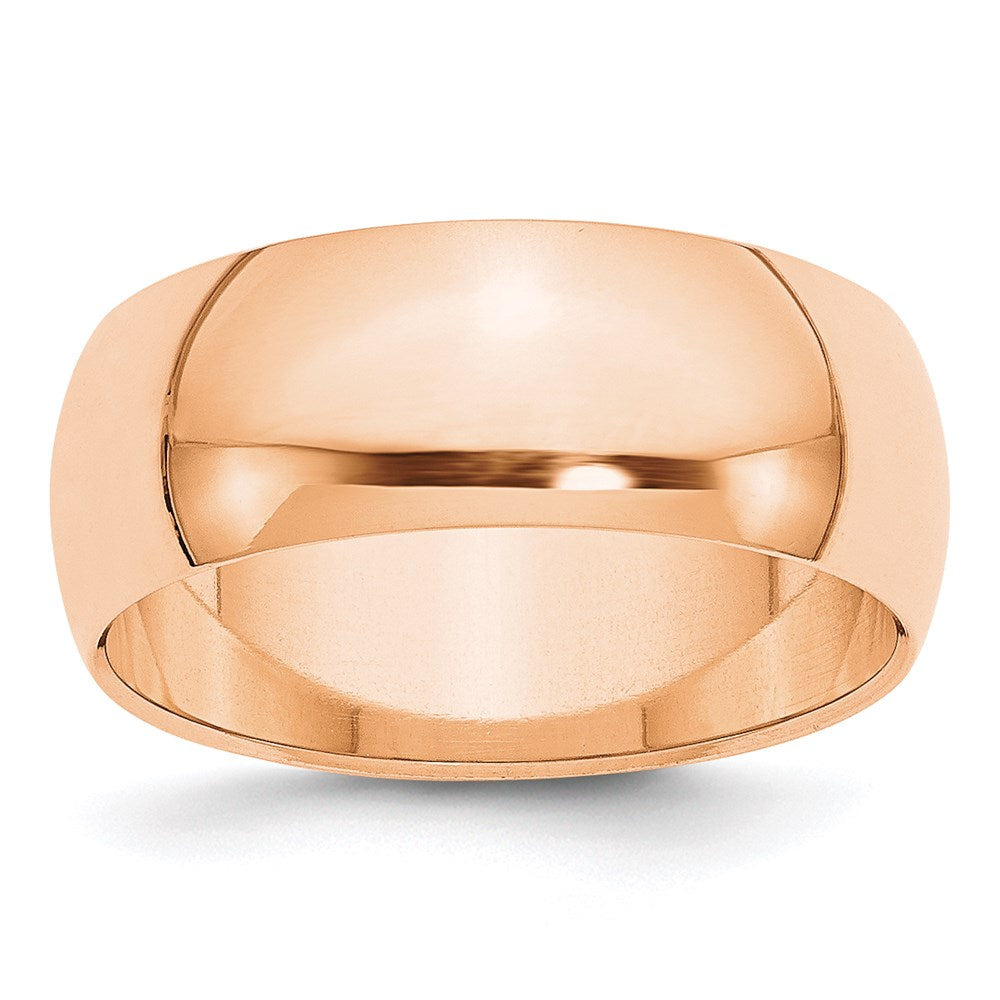 10k Rose Gold 8mm Half Round Band Size 12.5
