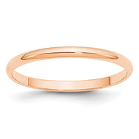 10k Rose Gold 2mm LTW Half Round Band Size 13.5