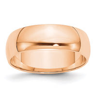 10k Rose Gold 6mm LTW Half Round Band Size 14