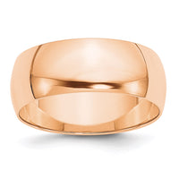 10k Rose Gold 8mm LTW Half Round Band Size 14