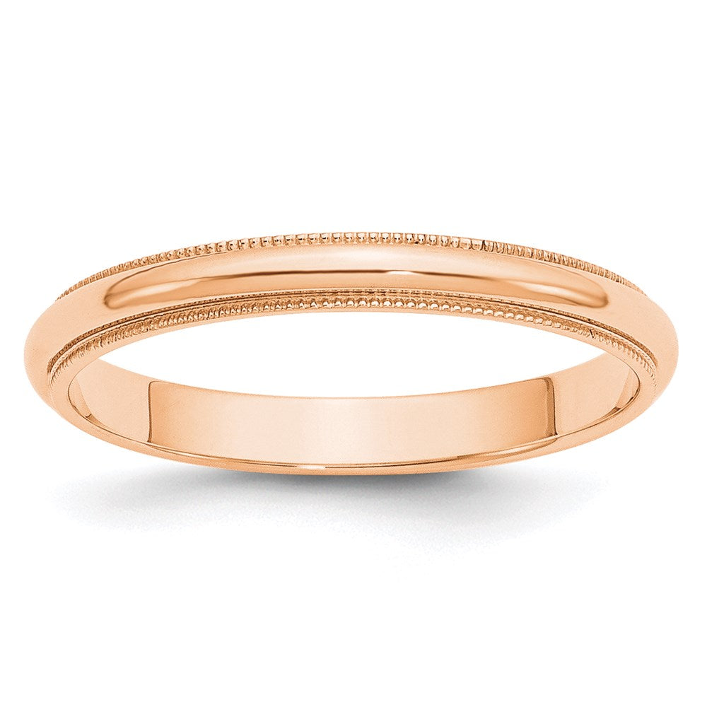 10k Rose Gold 3mm Milgrain Half Round Band Size 9.5