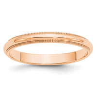 10k Rose Gold 3mm Milgrain Half Round Band Size 9.5