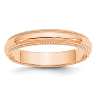 10k Rose Gold 4mm Milgrain Half Round Band Size 13.5