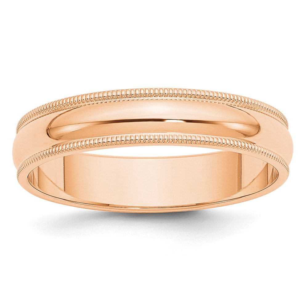 10k Rose Gold 5mm Milgrain Half Round Band Size 13