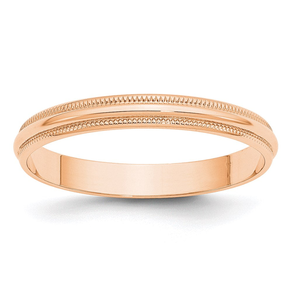 10k Rose Gold 3mm LTW Milgrain Half Round Band Size 5.5
