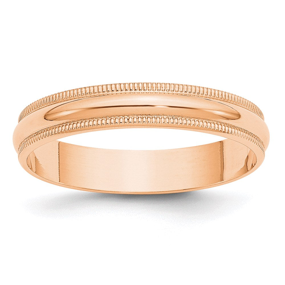 10k Rose Gold 4mm LTW Milgrain Half Round Band Size 5.5
