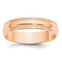 10k Rose Gold 5mm LTW Milgrain Half Round Band Size 9.5