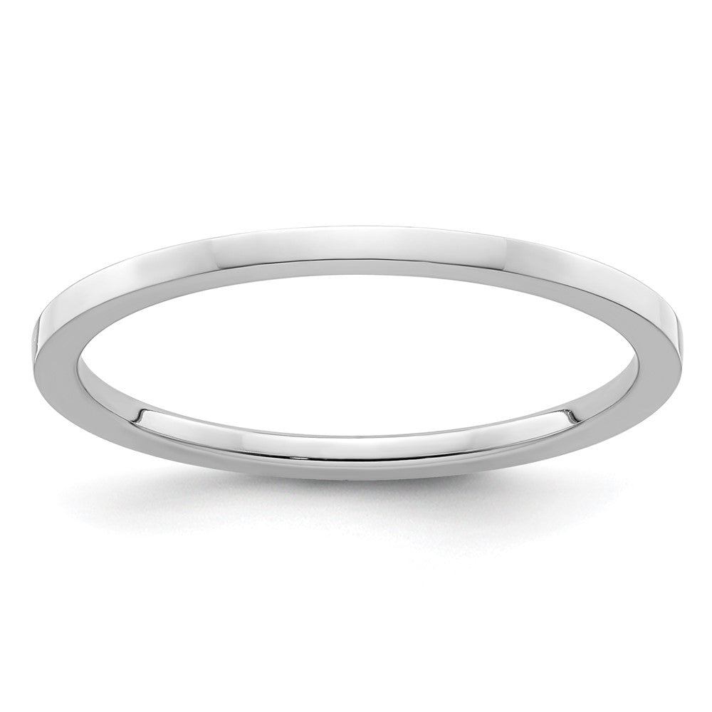 10K White Gold 1.2mm Flat Stackable Band Size 7.5