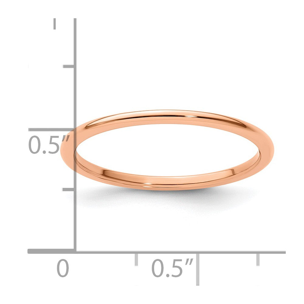 10K Rose Gold 1.2mm Half Round Stackable Band Size 9