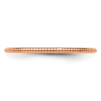 10K Rose Gold 1.2mm Bead Stackable Band Size 8