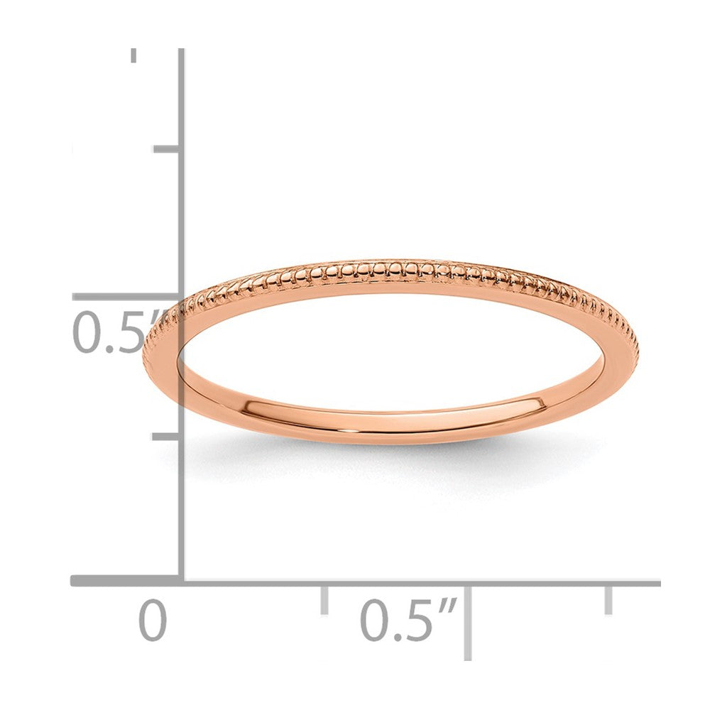 10K Rose Gold 1.2mm Bead Stackable Band Size 9.5