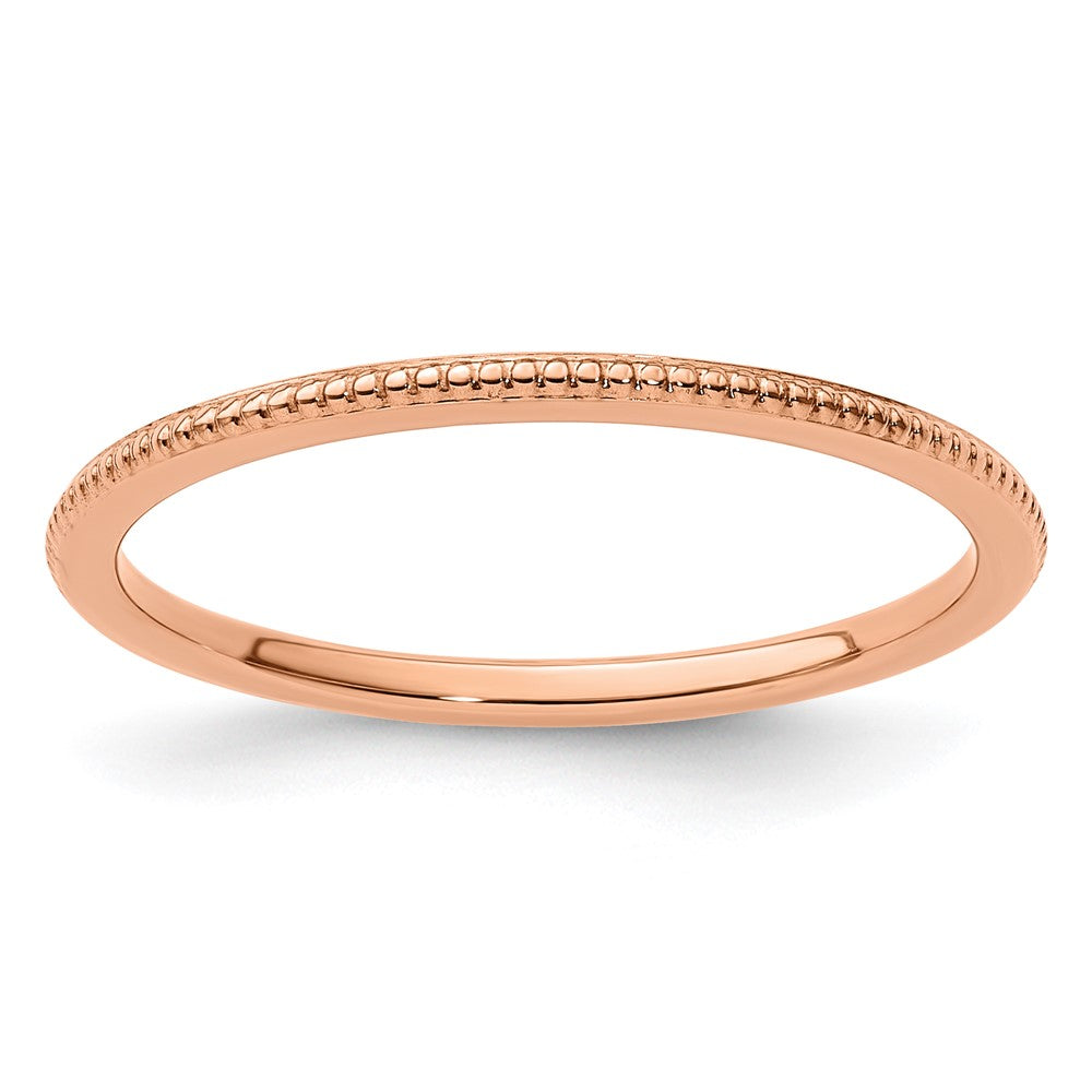 10K Rose Gold 1.2mm Bead Stackable Band Size 7