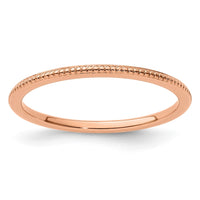 10K Rose Gold 1.2mm Bead Stackable Band Size 7
