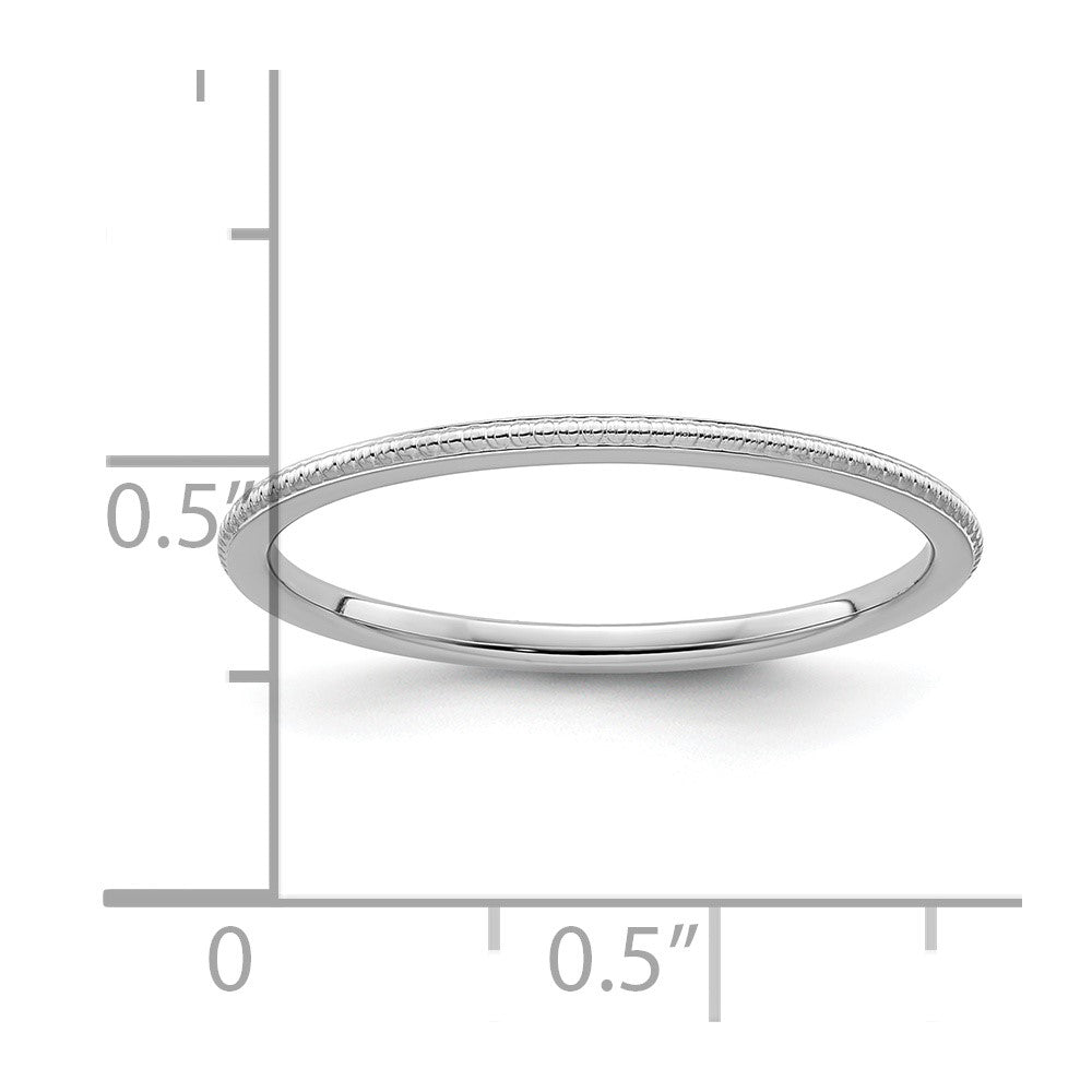 10K White Gold 1.2mm Bead Stackable Band Size 10