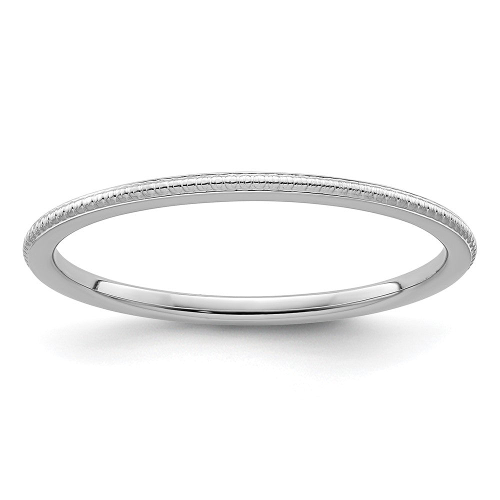 10K White Gold 1.2mm Bead Stackable Band Size 10