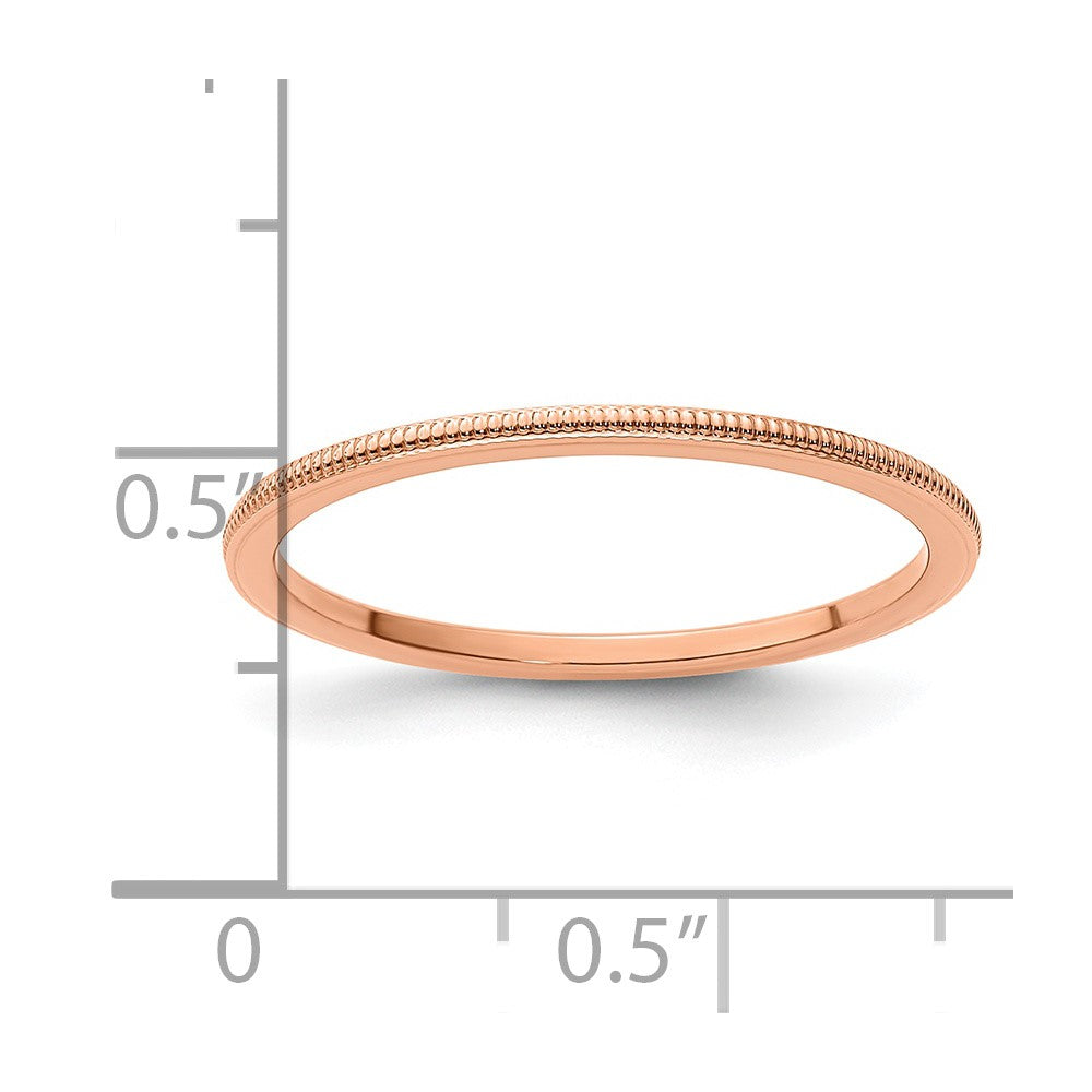 10K Rose Gold 1.2mm Milgrain Stackable Band Size 9