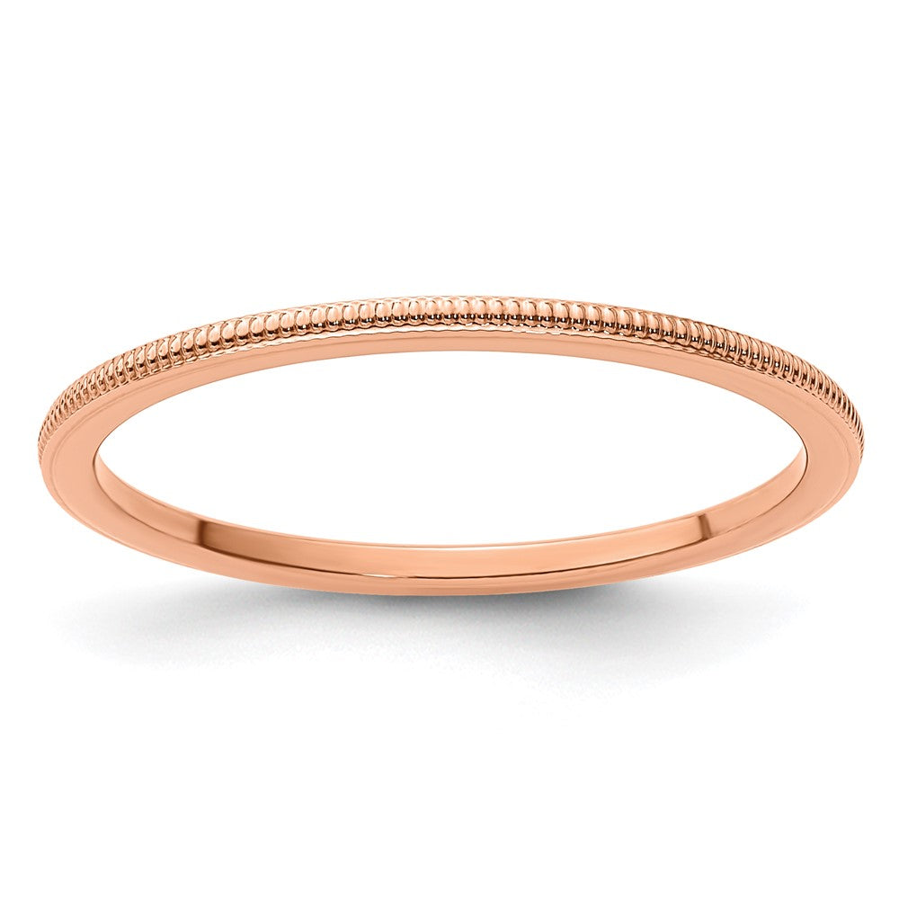 10K Rose Gold 1.2mm Milgrain Stackable Band Size 5.5