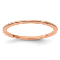 10K Rose Gold 1.2mm Milgrain Stackable Band Size 5.5