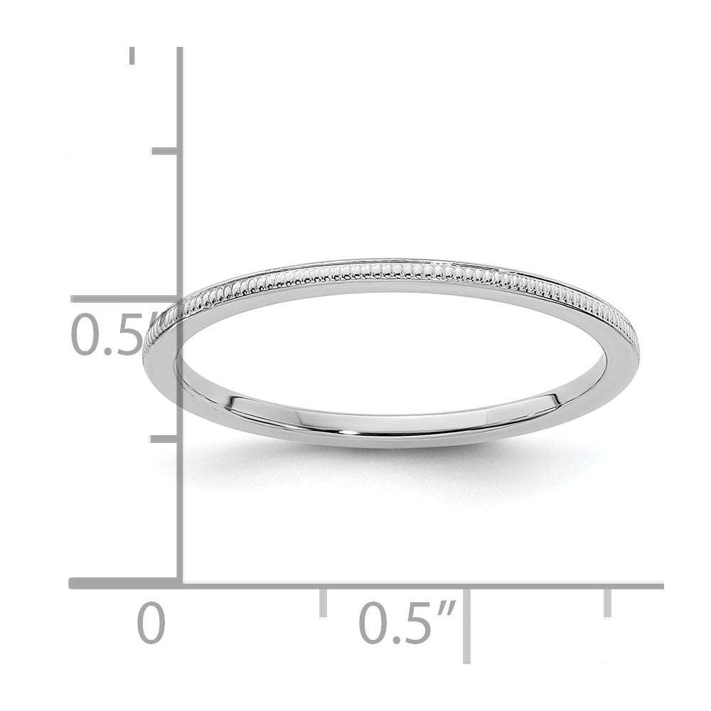 10K White Gold 1.2mm Milgrain Stackable Band Size 7