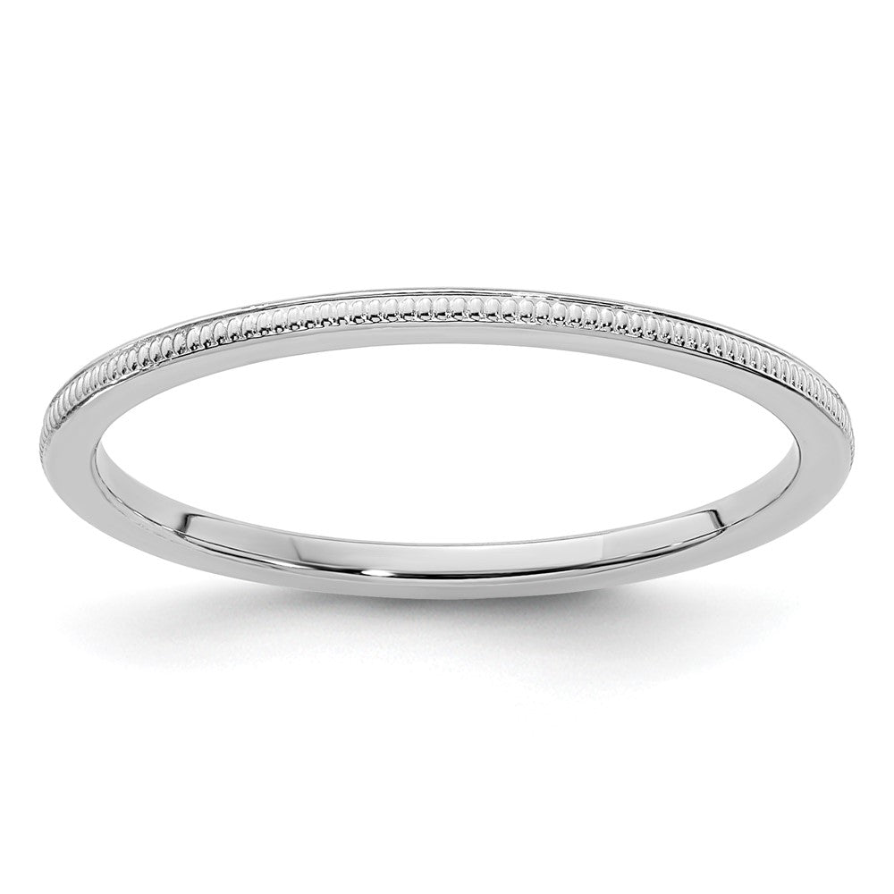10K White Gold 1.2mm Milgrain Stackable Band Size 5