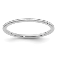 10K White Gold 1.2mm Milgrain Stackable Band Size 5