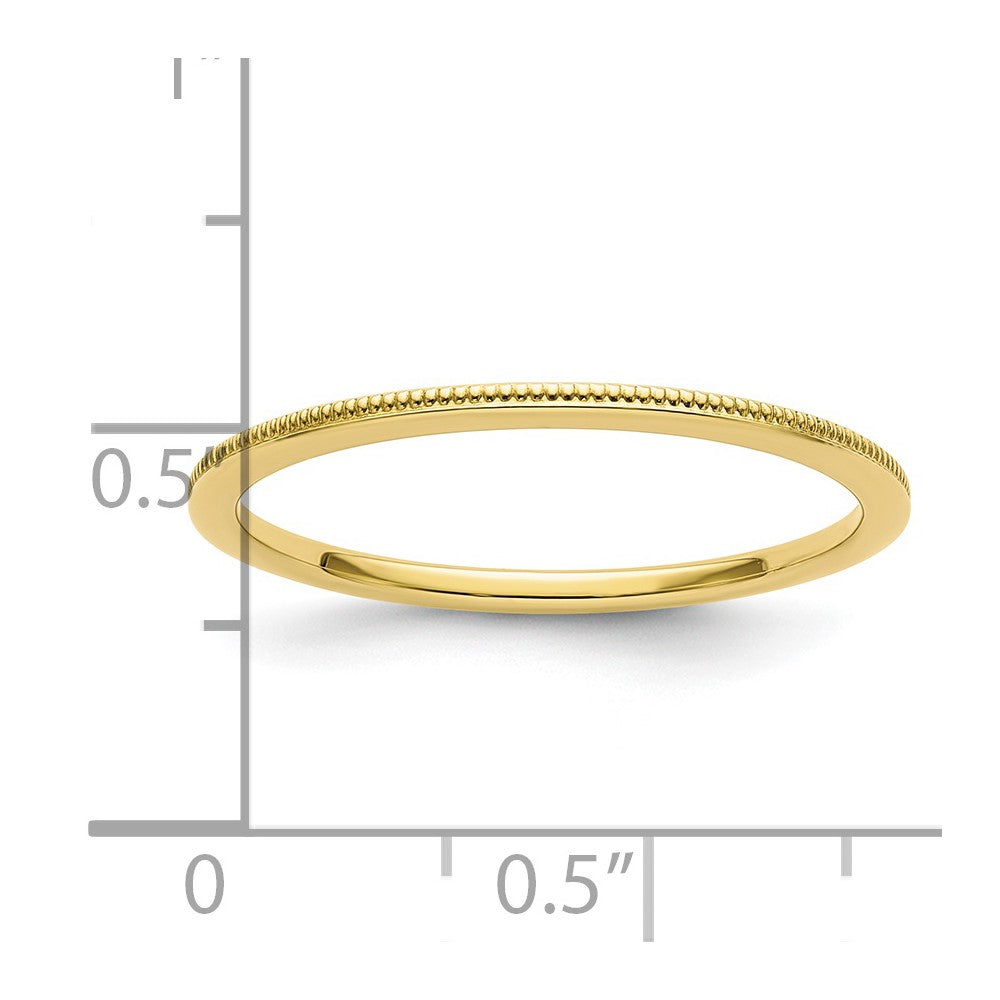 10K Gold 1.2mm Milgrain Stackable Band Size 6