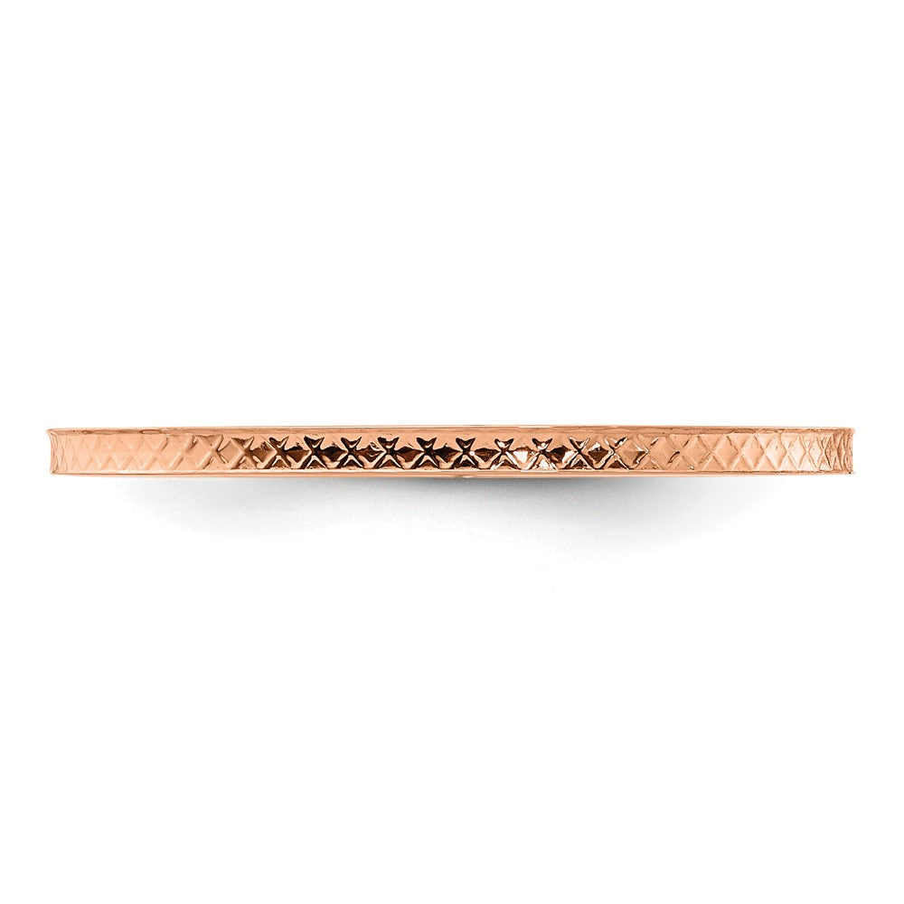 10K Rose Gold 1.2mm Criss-Cross Pattern stackable Band Size 6