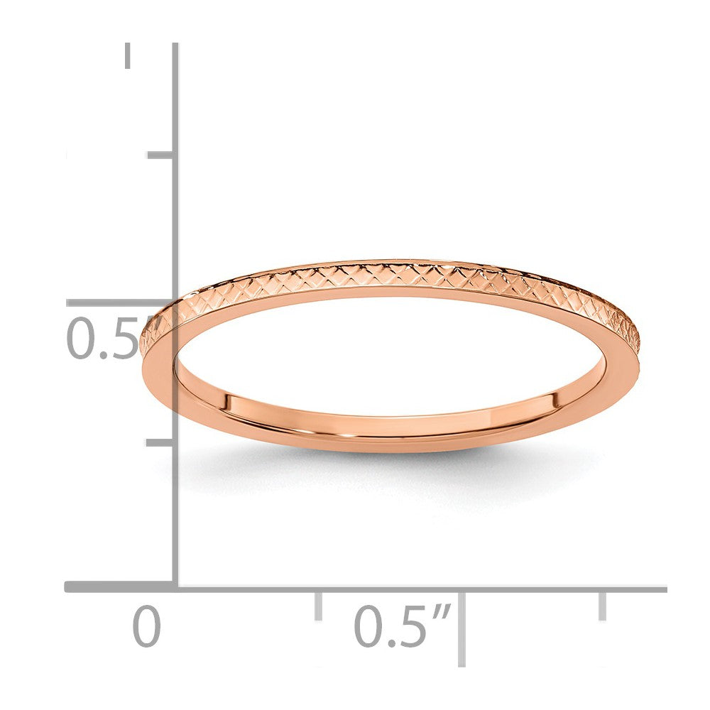 10K Rose Gold 1.2mm Criss-Cross Pattern stackable Band Size 7.5