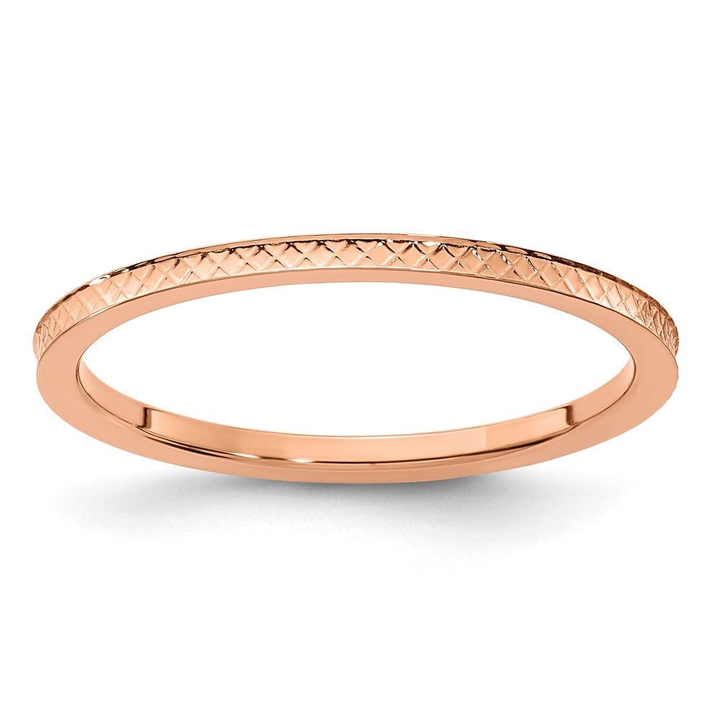 10K Rose Gold 1.2mm Criss-Cross Pattern stackable Band Size 7.5