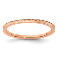 10K Rose Gold 1.2mm Criss-Cross Pattern stackable Band Size 8.5