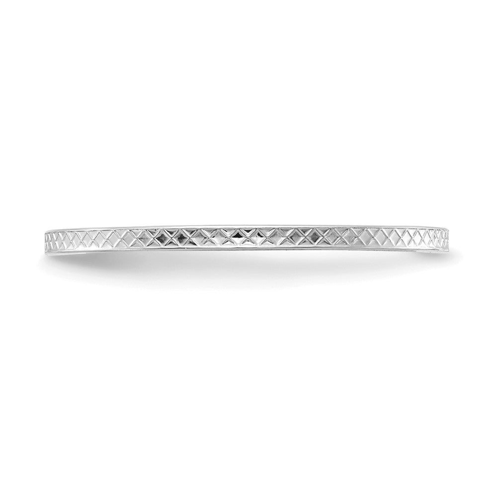 10K White Gold 1.2mm Criss-Cross Pattern Stackable Band Size 8