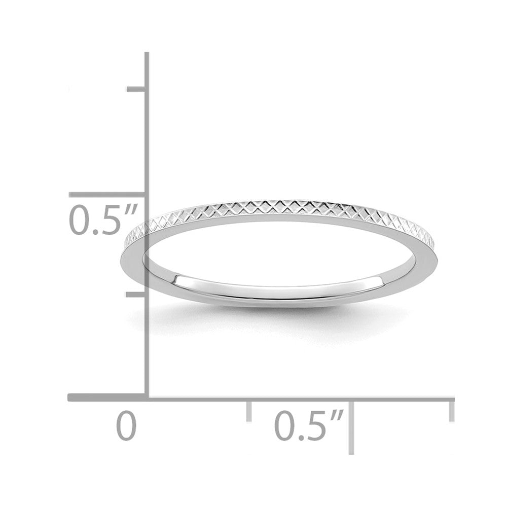 10K White Gold 1.2mm Criss-Cross Pattern Stackable Band Size 10