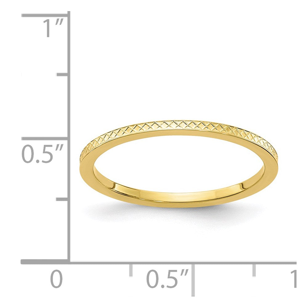 10K Gold 1.2mm Criss-Cross Pattern Stackable Band Size 5