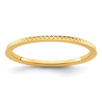10K Gold 1.2mm Criss-Cross Pattern Stackable Band Size 7.5