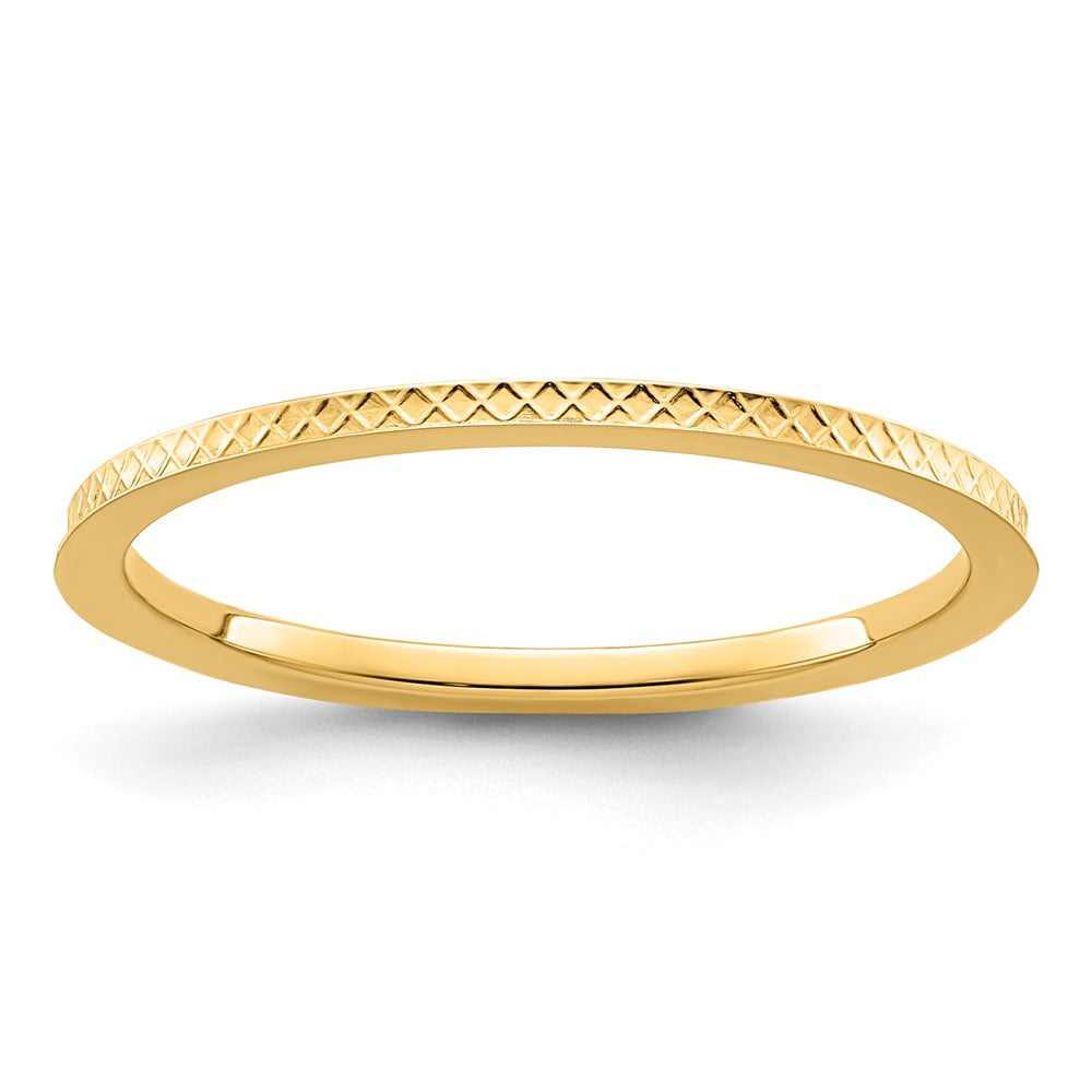 10K Gold 1.2mm Criss-Cross Pattern Stackable Band Size 9.5