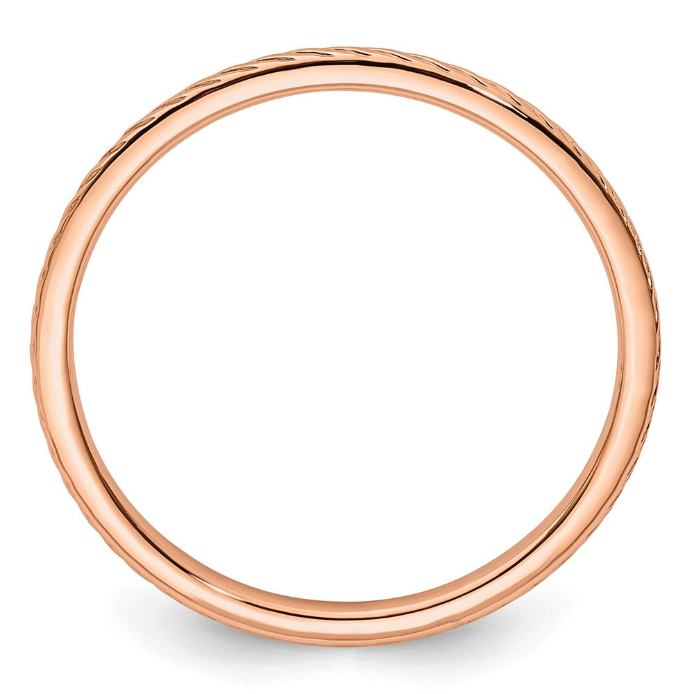 10K Rose Gold 1.2mm Twisted Wire Pattern Stackable Band Size 9