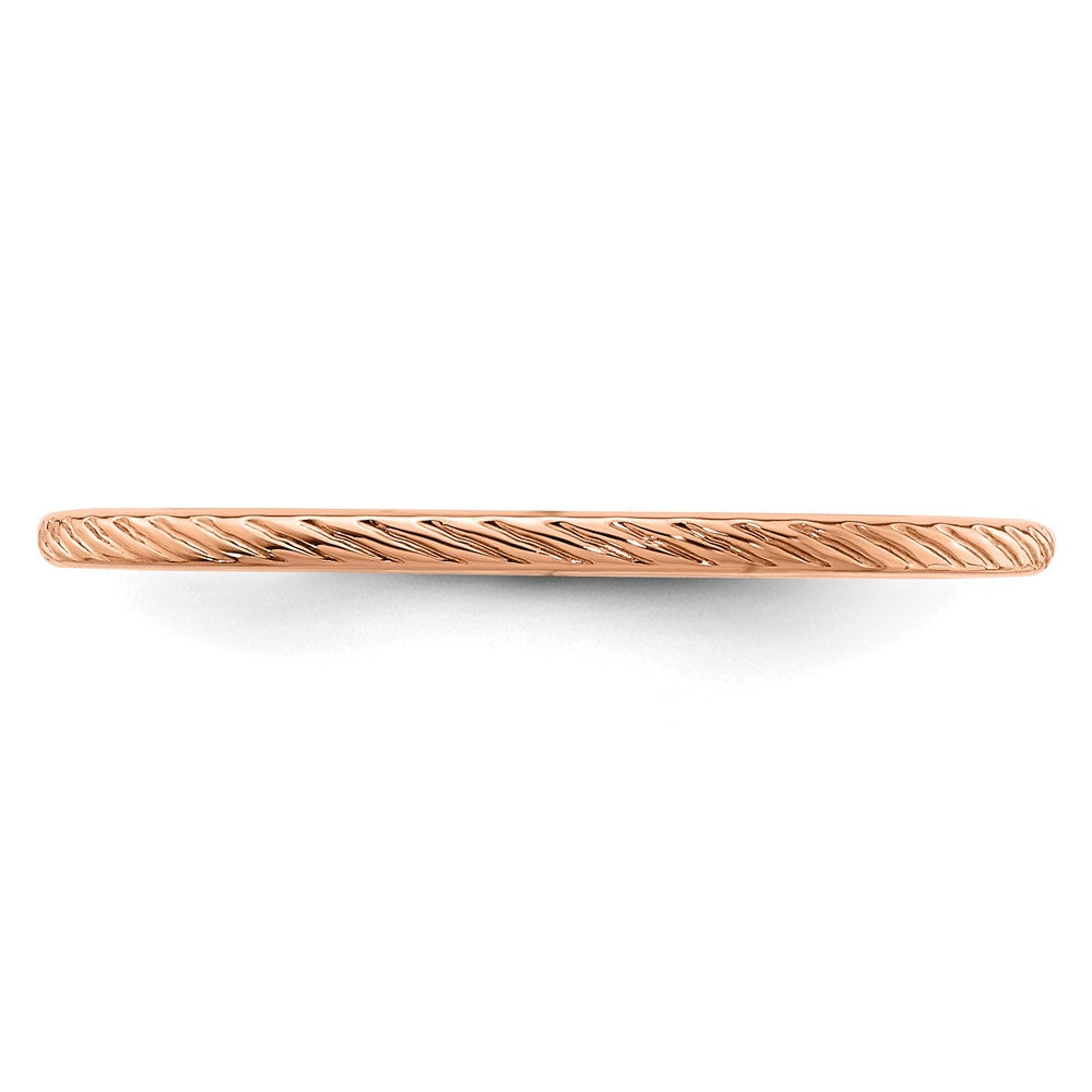 10K Rose Gold 1.2mm Twisted Wire Pattern Stackable Band Size 6.5